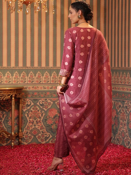 SCAKHI Quirky Printed Regular Gotta Patti Chanderi Silk Kurta With Trousers & Dupatta