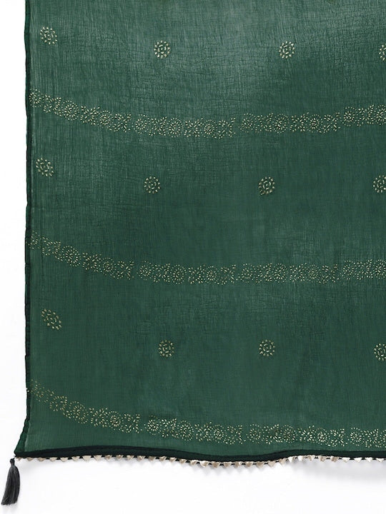 Yufta Women Green Ethnic Motifs Printed Kurta with Trousers & Dupatta