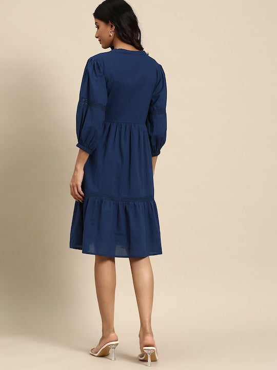 All about you Tie-Up Neck Pure Cotton A-Line Dress