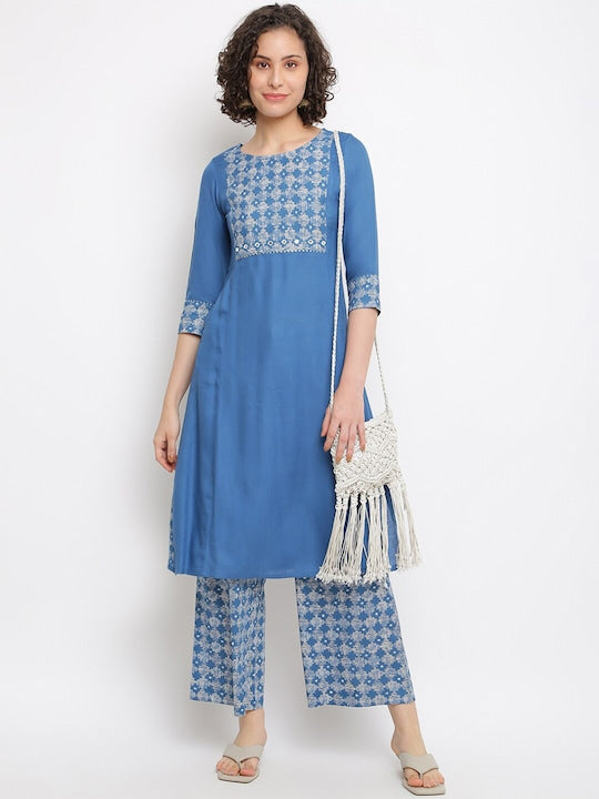 IMARA Ethnic Motifs Yoke Design Kurta with Palazzos