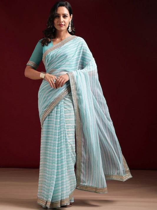Kasee Striped Embroidered Saree