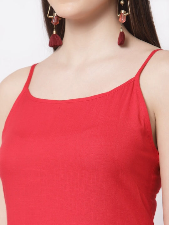 Myshka Women Red Kurta with Palazzos & With Dupatta
