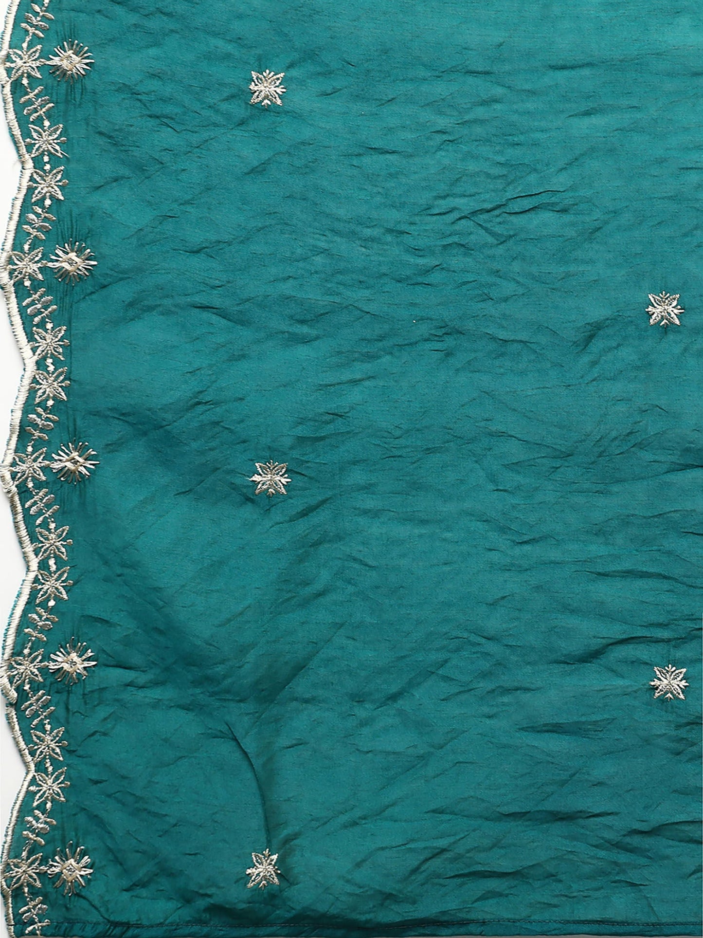Heeposh Rama Green Embroidered Kurta with Scallop Dupatta (Set of 3)