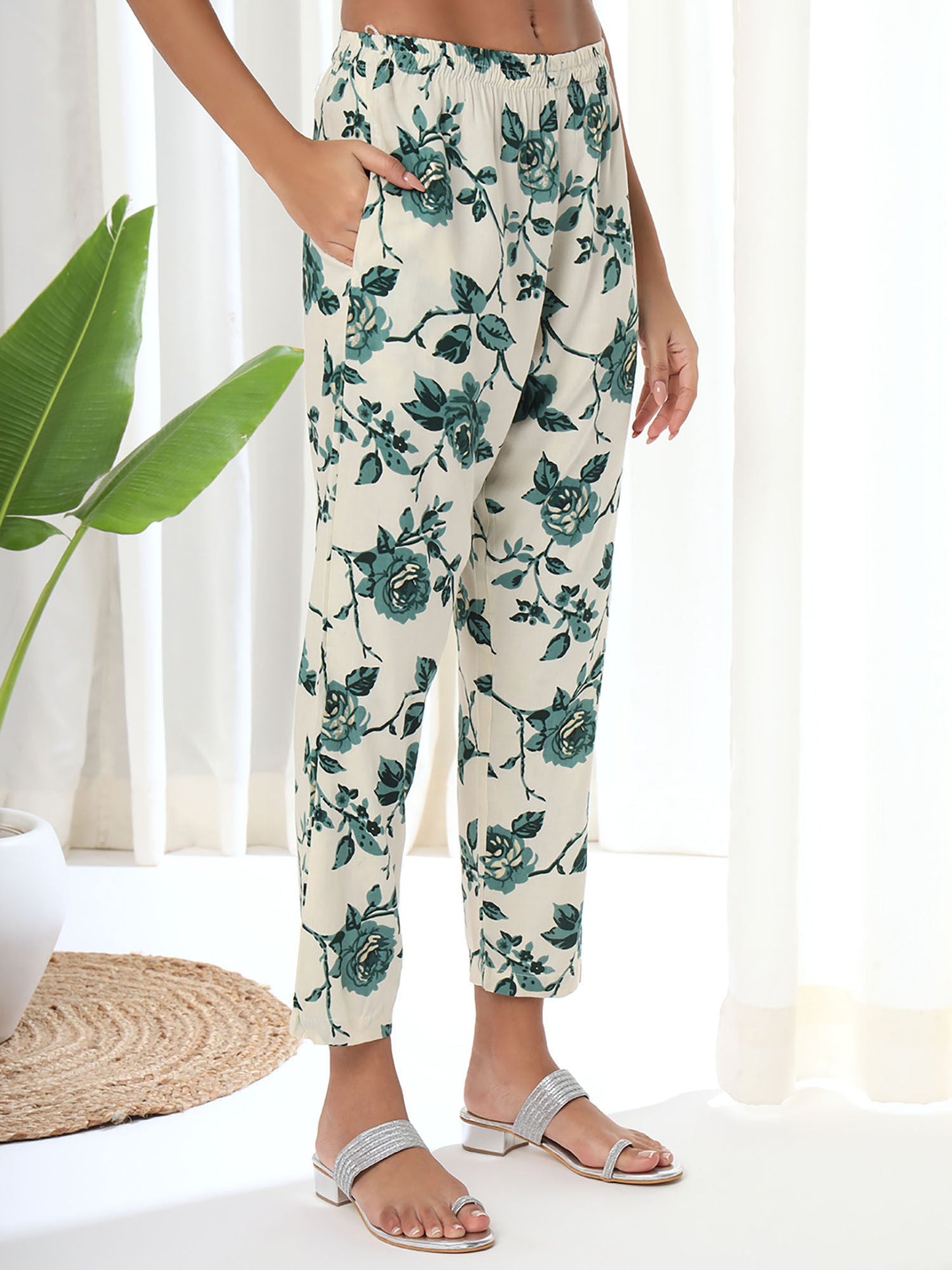 Heeposh Green Printed A-Line Kurta & Pant with Mulmul Dupatta (Set of 3)