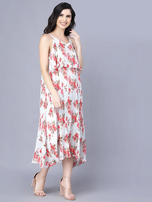 Myshka White Floral Midi Dress
