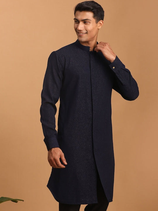 Vastramay Woven Design Mandarin Collar Kurta