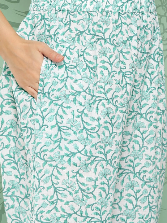 Yufta Women Floral Regular Pure Cotton Kurta with Trousers & Dupatta