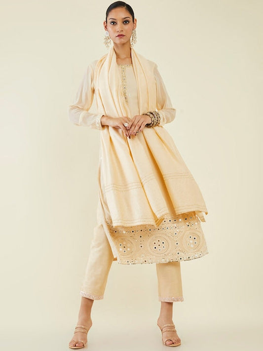 Soch Ethnic Motifs Embroidered Mirror Work Kurta With Trousers & Dupatta - M
