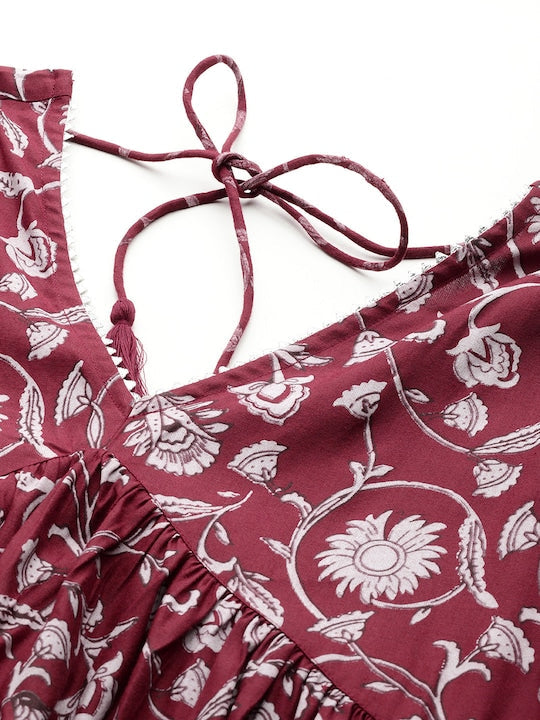 Here&now Floral Printed Empire Kurta
