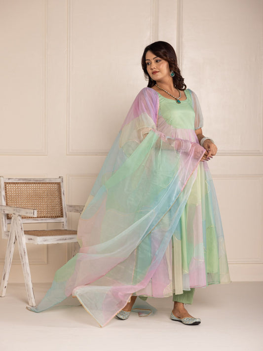 ONEWE INDIA Multi-Color Rangeen Anarkali (Set of 3)