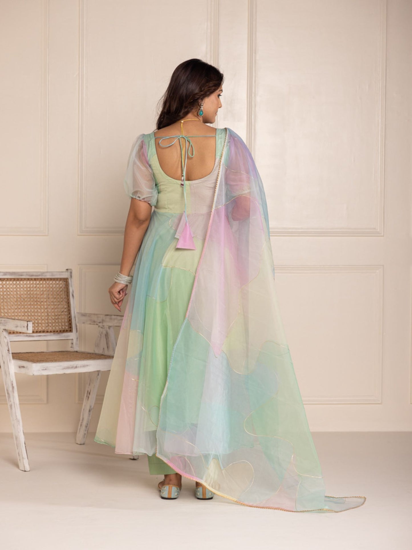ONEWE INDIA Multi-Color Rangeen Anarkali (Set of 3)