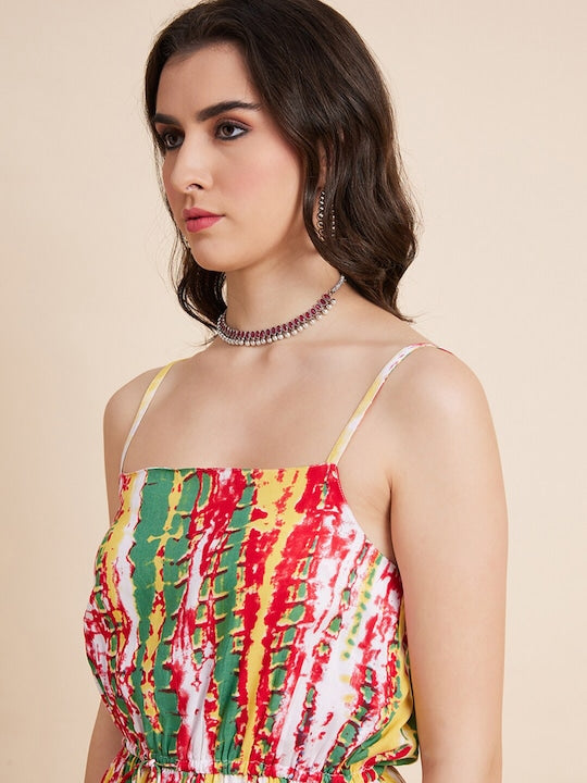 All about you Red Abstract Printed Cotton A-Line Dress