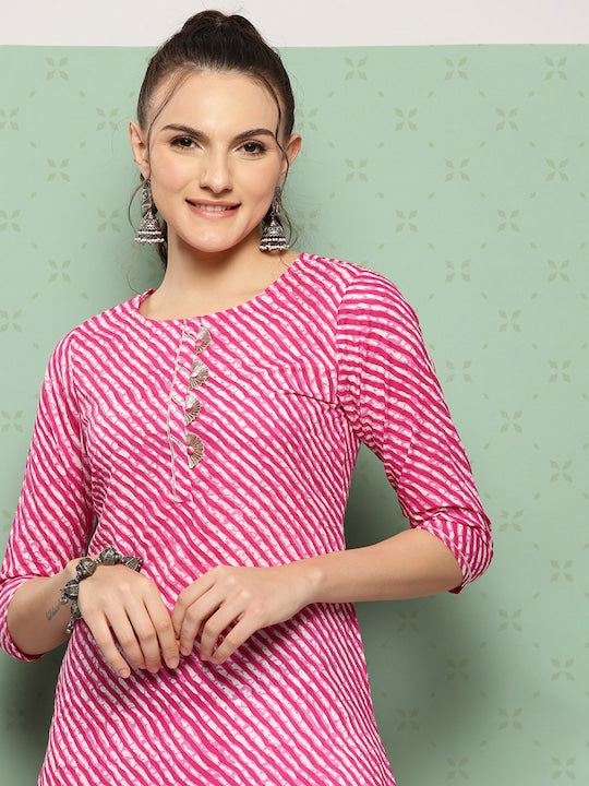 Yufta Leheriya Printed Gotta Patti Pure Cotton Kurta