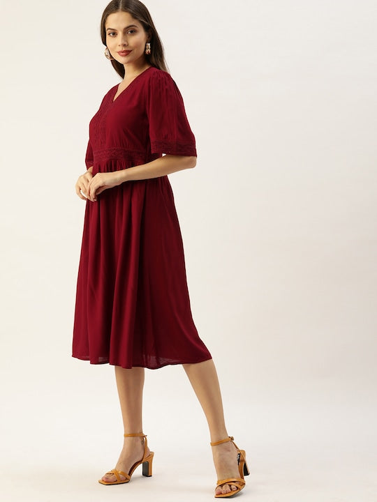 All about you Maroon Midi Dress