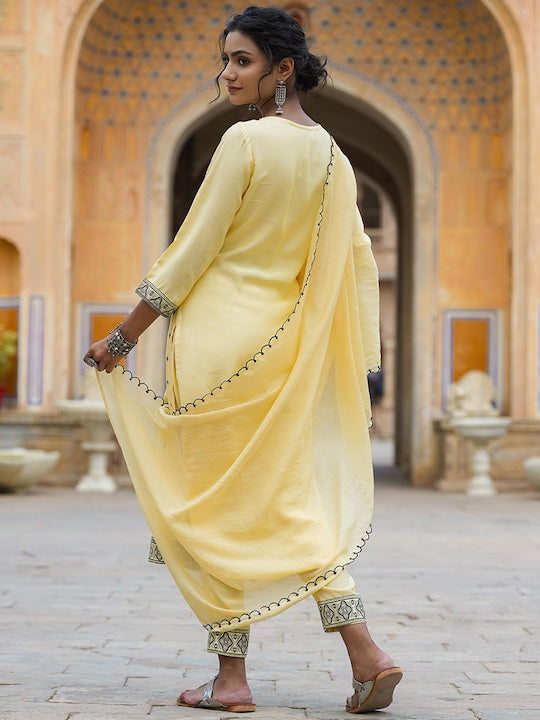 SCAKHI Ethnic Motifs Printed Kurta With Trousers & Dupatta