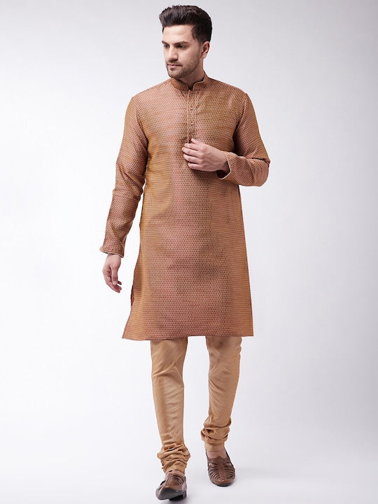 Vastramay Men Ethnic Motifs Woven Design Jacquard Kurta
