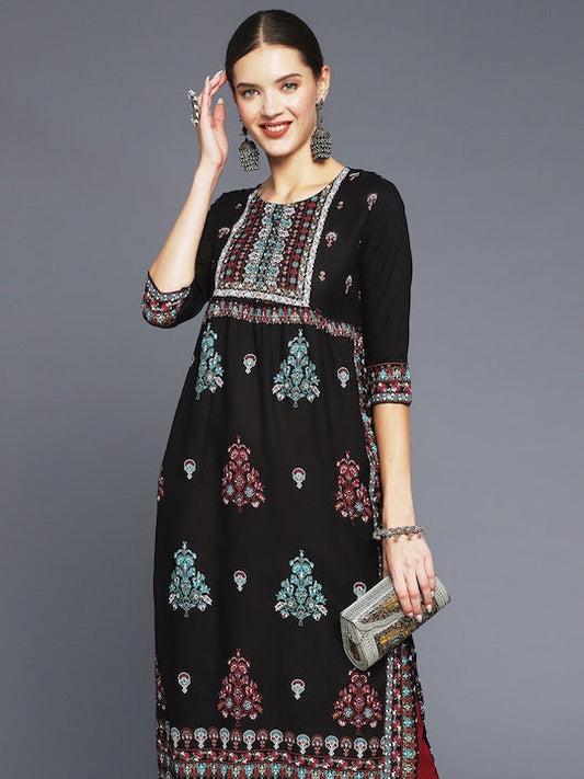 Anubhutee Ethnic Motifs Printed Sequinned Panelled Kurta