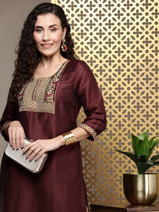 House of Pataudi Jashn Ethnic Motifs Yoke Design Thread Work Kurta