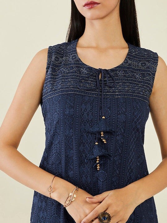 Soch Floral Embroidered Georgette Kurta