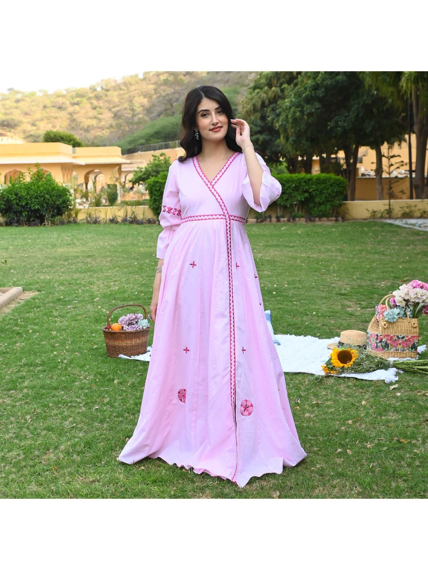 Urbanstree Cherry Blossom Pink Maxi Dress