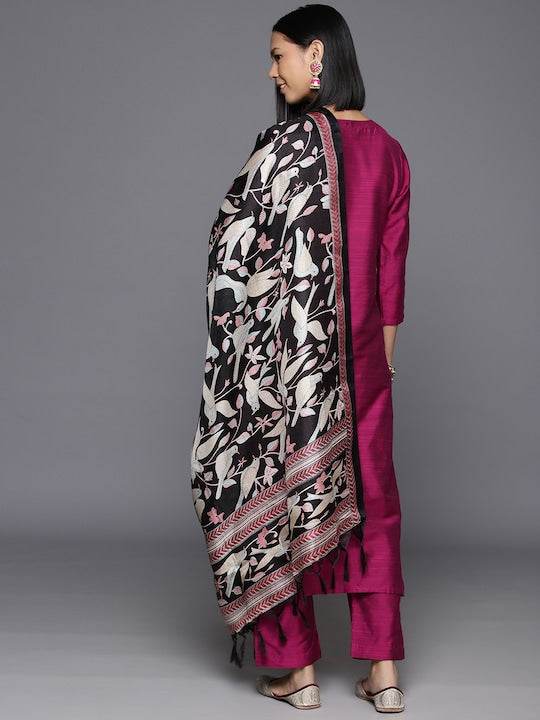 Varanga Women Floral Yoke Design Regular Sequinned Kurta with Trousers & Dupatta