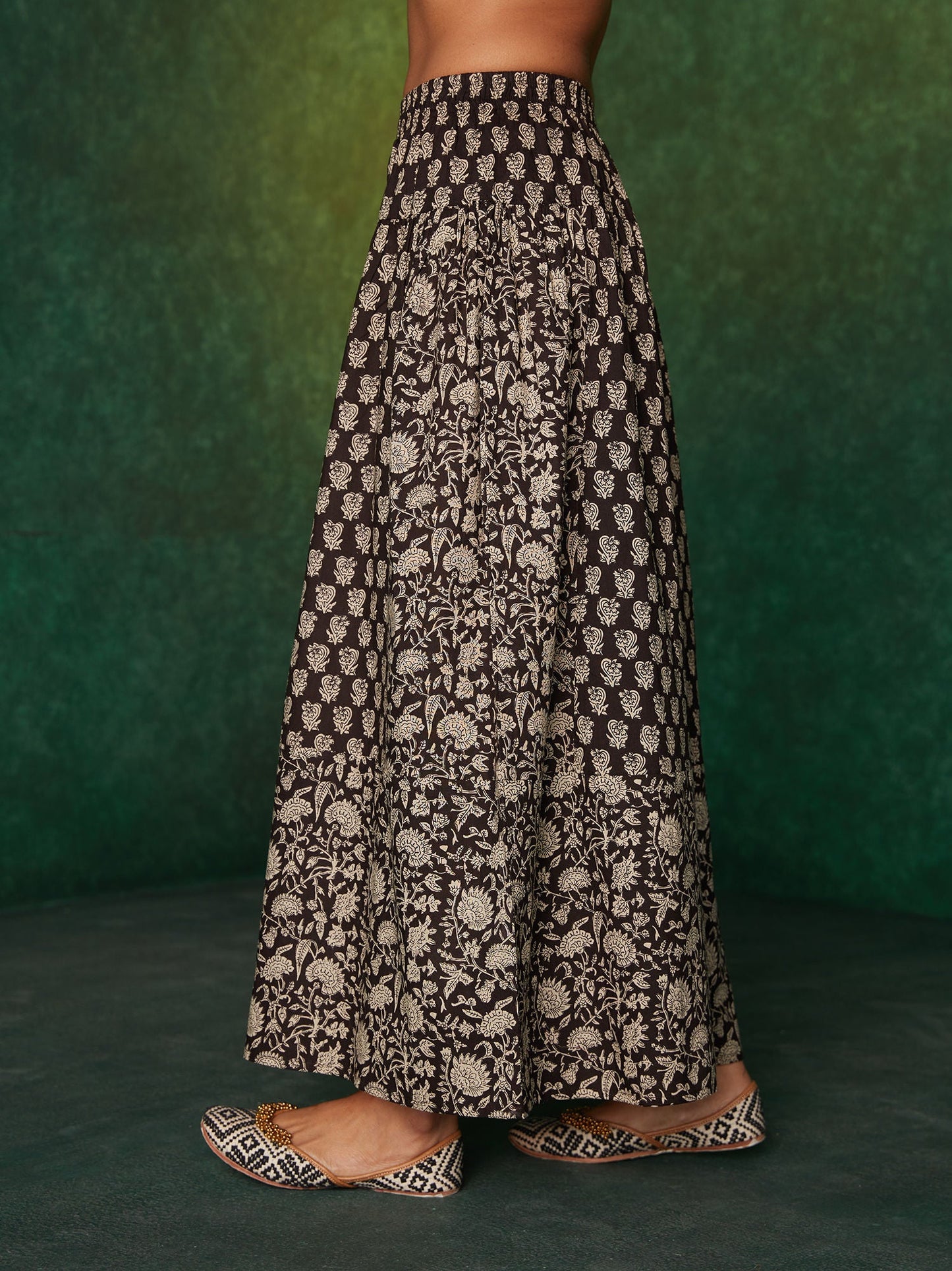 Likha Siyah Begar Black Rustic Printed Flared Co-ord Set LIKSKD135 (Set of 2)