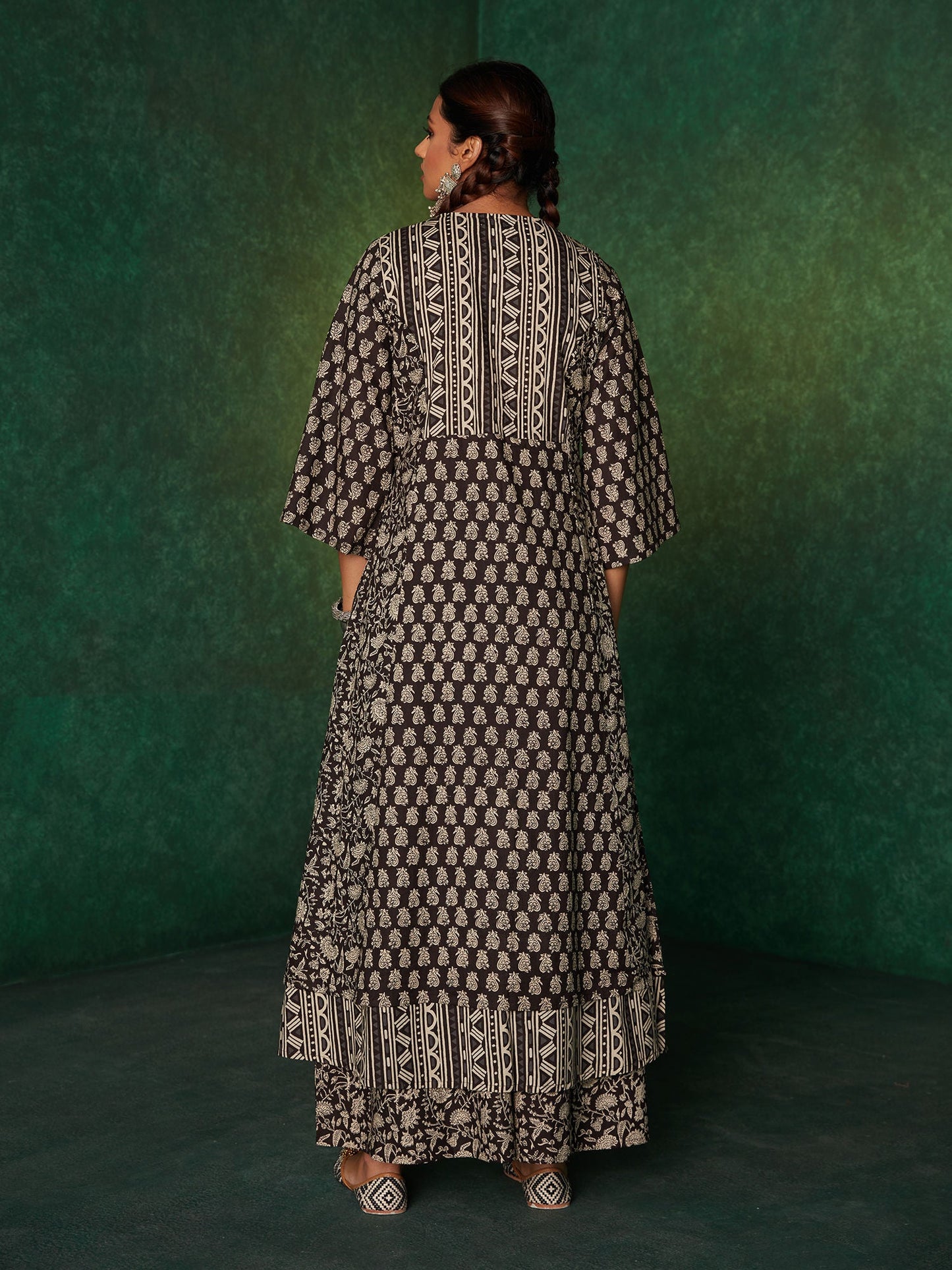 Likha Siyah Begar Black Rustic Printed Flared Co-ord Set LIKSKD135 (Set of 2)