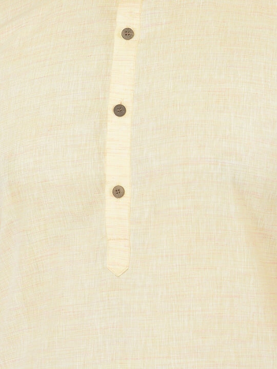 Deyann Men Yellow Pure Cotton Straight Kurta