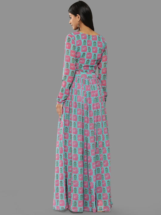 Janasya Printed Poly Georgette Ready to Wear Lehenga