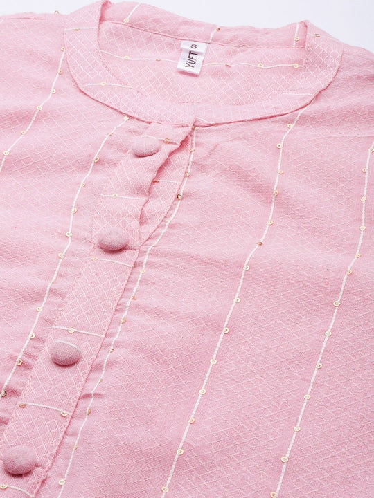Yufta Women Striped Sequinned Detail Kurta
