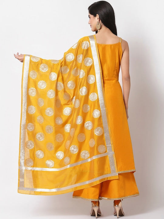 Myshka Women Yellow Kurta with Palazzos & With Dupatta