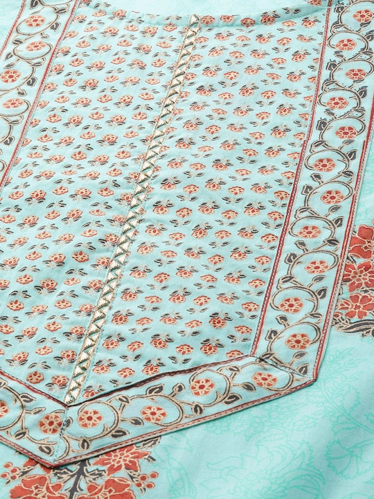 Yufta Women Blue Ethnic Motifs Printed Straight Kurta
