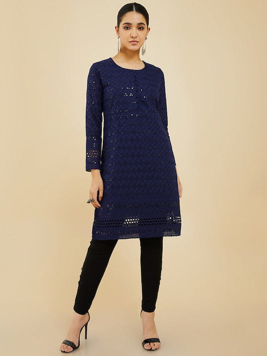 Soch Ethnic Motifs Sequinned Cotton Kurta
