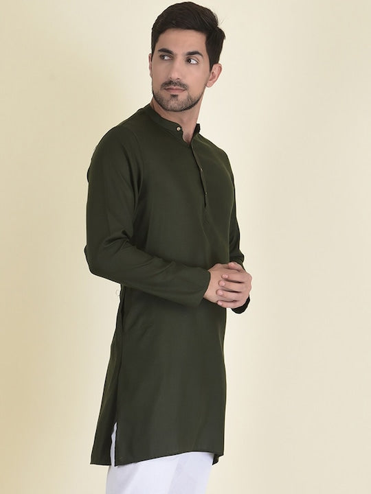 Deyann Men Green Thread Work Kurta