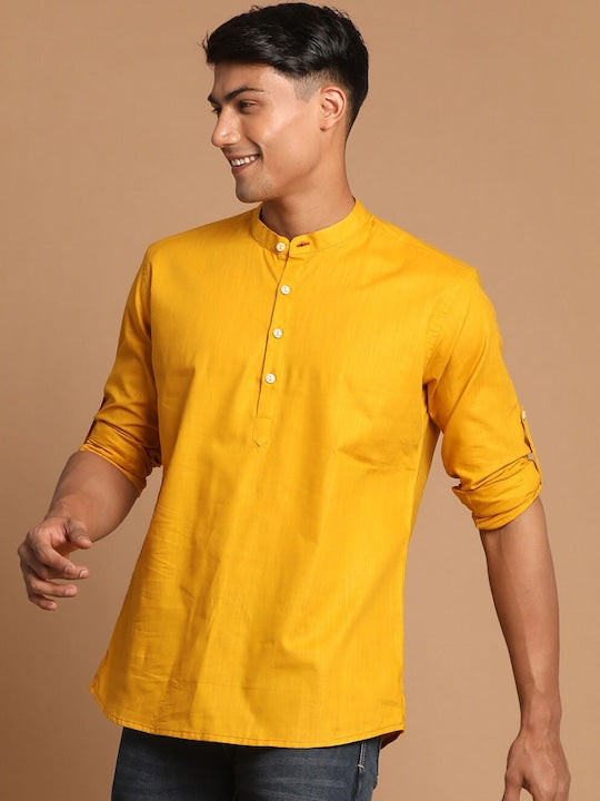 Vastramay Men Mustard Yellow Kurta