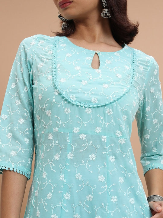 Vishudh Floral Embroidered Anarkali Kurta