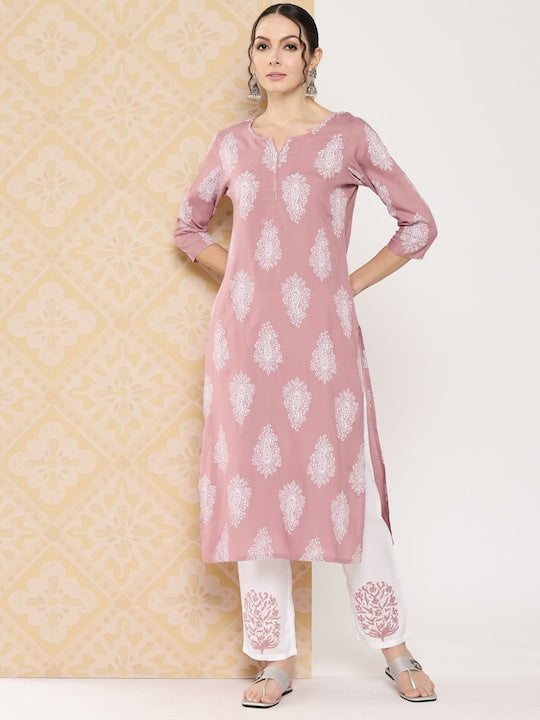 Yufta Women Ethnic Motifs Printed Regular Kurta with Trousers