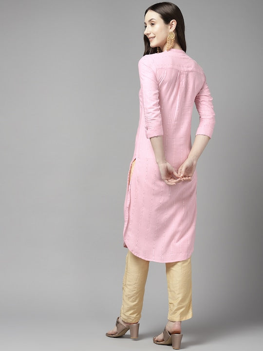 Yufta Women Striped Sequinned Detail Kurta