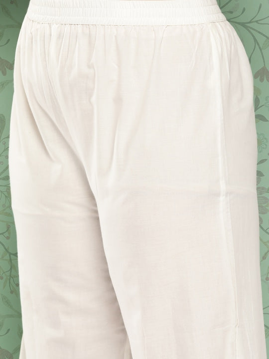 Yufta Plus Size Ethnic Motifs Embroidered Pure Cotton Kurta with Palazzos & With Dupatta Maroon