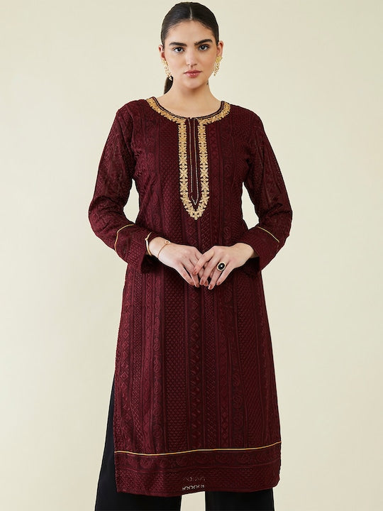 Soch Ethnic Motifs Embroidered Georgette Kurta