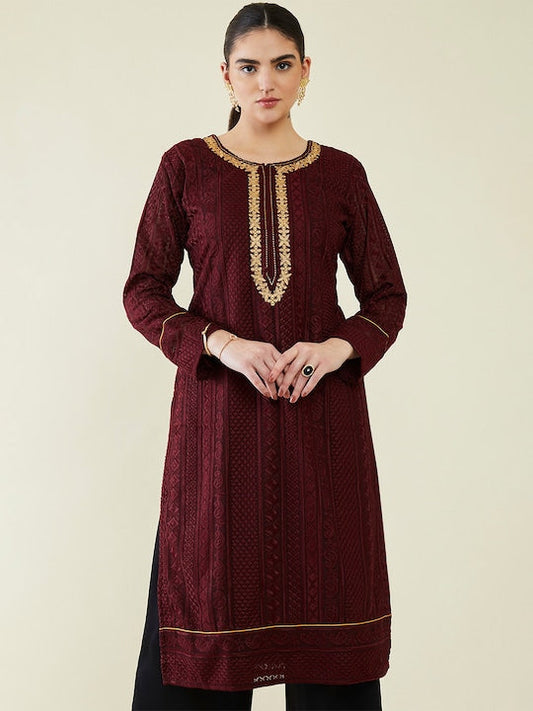 Soch Ethnic Motifs Embroidered Georgette Kurta