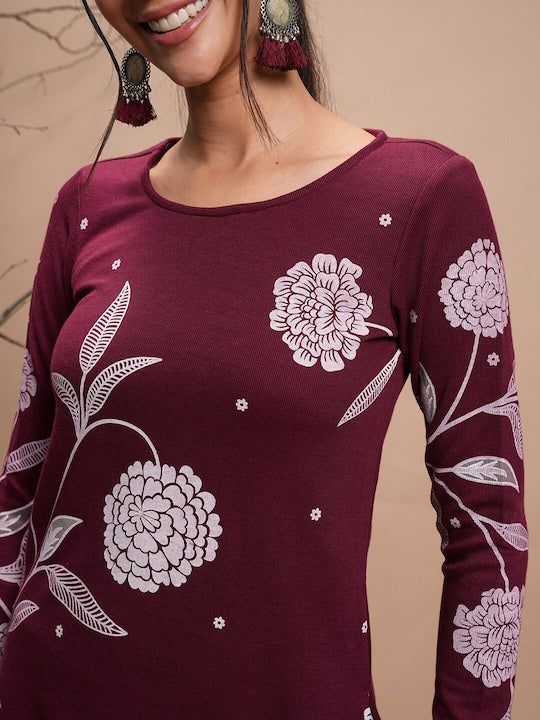Vishudh Winter Floral Printed Kurta