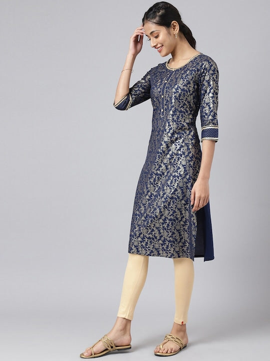 Aurelia Women Blue Ethnic Motifs Printed Kurta
