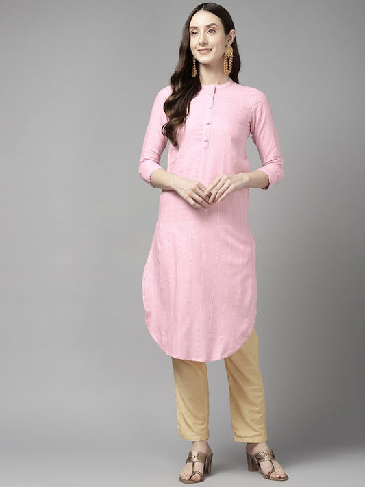 Yufta Women Striped Sequinned Detail Kurta