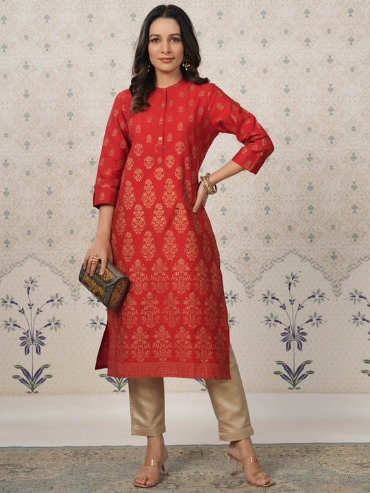 House of Pataudi Ethnic Motifs Printed Straight Kurta