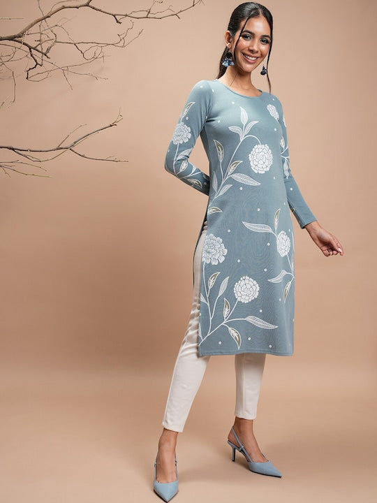 Vishudh Winter Floral Printed Kurta
