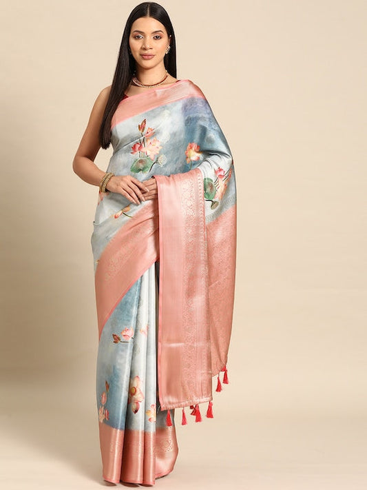 Silk Land Floral Zari Kanjeevaram Saree