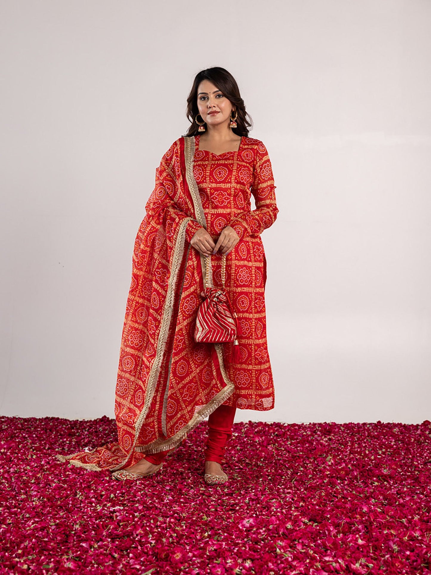 ONEWE INDIA Mati Kurta with Churidar & Dupatta (Set of 3)