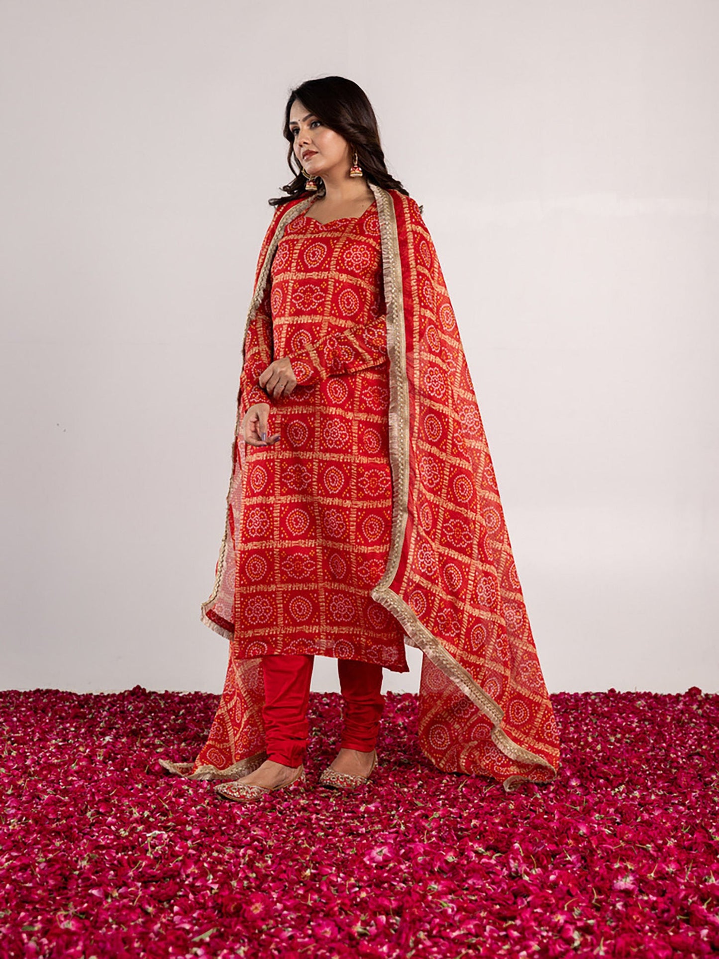 ONEWE INDIA Mati Kurta with Churidar & Dupatta (Set of 3)