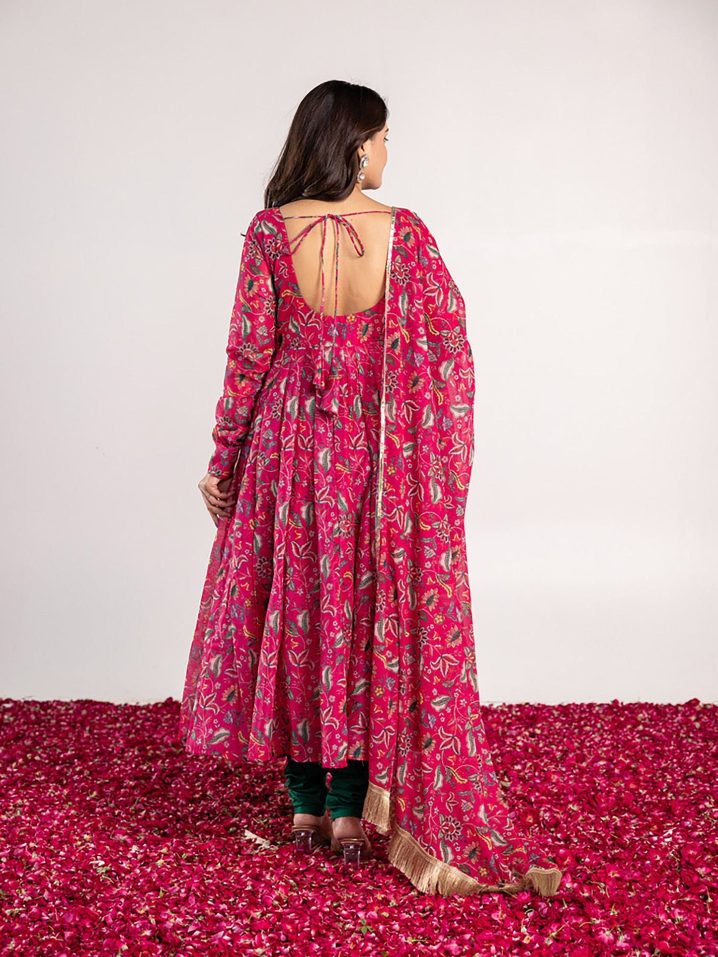 ONEWE INDIA Veda Anarkali Kurta with Churidar & Dupatta (Set of 3)